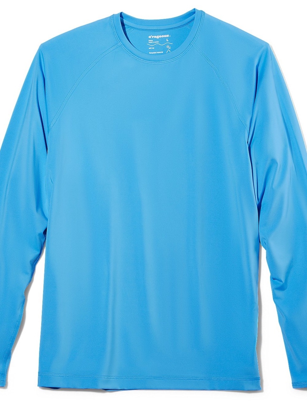 Men’s UPF 50 Small Azure Blue Rash-guard Fishing Performance Long Sleeve Shirt